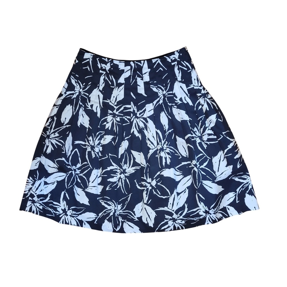 Lafayette 148 New York Skirt‎ Black White 8 Floral Pleated Midi Professional - Picture 4 of 5